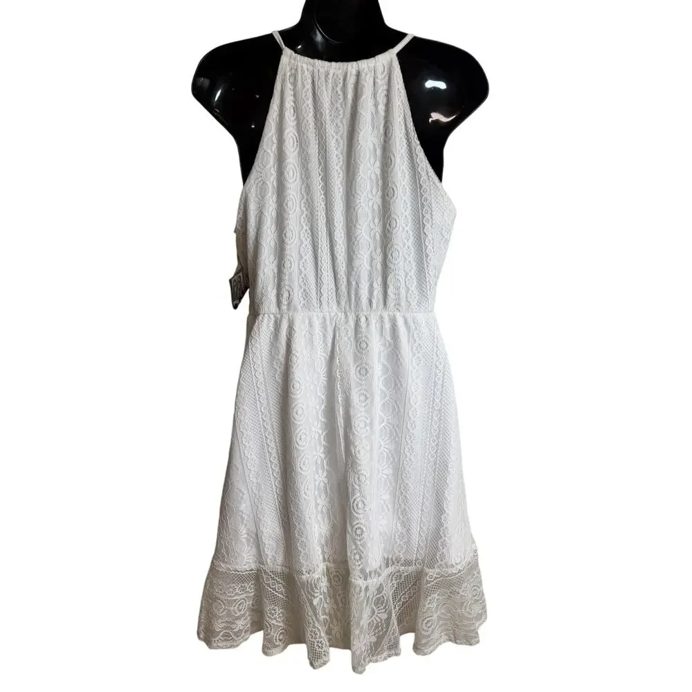 Trixx Women Dress Fit Flare Size Medium Faux Wrap Boho Festival Ruffle NWT New - Picture 6 of 11